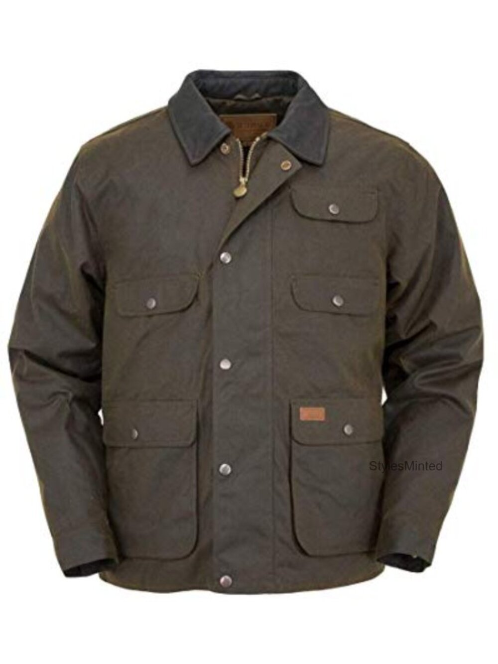 Waterproof Oilskin Outdoor Jacket Fitted Brass Zip Lined Warm